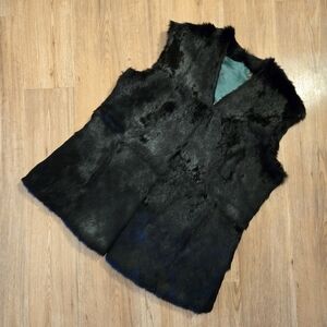 Vintage Genuine Fur Vest Reversable Embroidered Silk